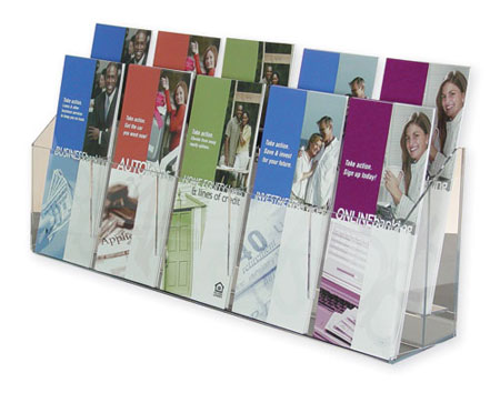 2 -Tiered 10 pocket Wall Mount Brochure Holder - 4w