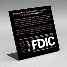 Countertop Acrylic Sign - Patriot Act with FDIC