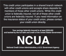 Shared Branch Network Wall Sign with NCUA Label