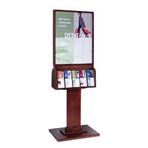 2-Sided Oak Floor Poster Stand with Literature Holder