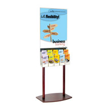 22x28 Floor Poster Stand with Oak Base - 10 Pocket Brochure Holder