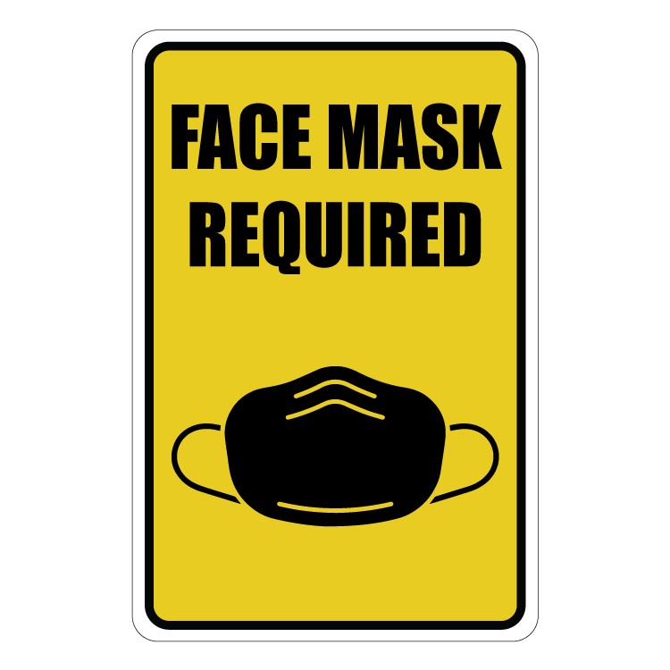 Face Mask Required Wall Sign - Yellow