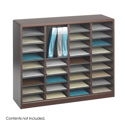 E-Z Stor Wood Literature Organizer - 36 Compartments