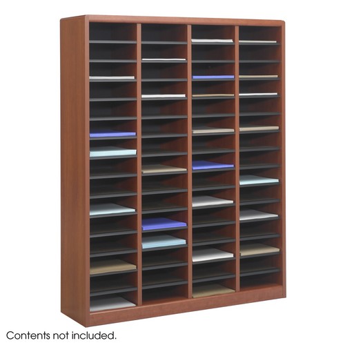 E-Z Stor Wood Literature Organizer - 60 Compartments