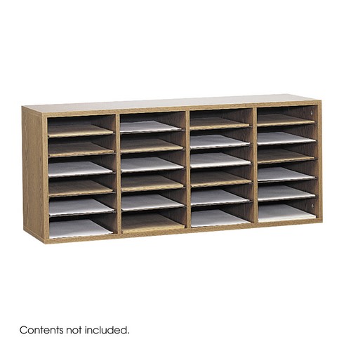 Wood Adjustable Literature Organizer - 24 Compartment