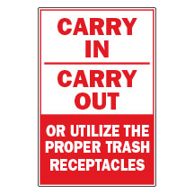 12x18 Carry In Carry Out - Use Receptacle Sign