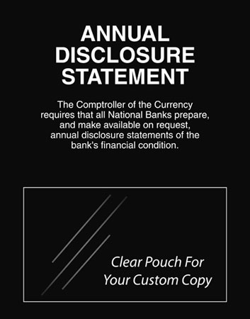 Annual Disclosure Statement - Comptroller of Currency - Black Acrylic