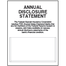 Annual Disclosure Statement-FDIC Banks (Non Federal Reserve) - White Acrylic