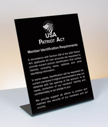 Patriot Act [Member Identification] - Black Acrylic