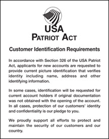 Patriot Act [Customer Identification] - White Acrylic