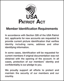 Patriot Act [Member Identification] - White Acrylic