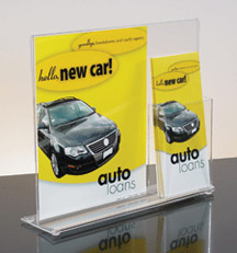 Acrylic Counter Sign Holder with Brochure Pocket