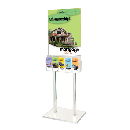 Clear Acrylic Floor Poster Stand - Two 5-Pocket Lit