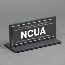 Non-Glare NCUA T-Stand Counter Sign - 7x3