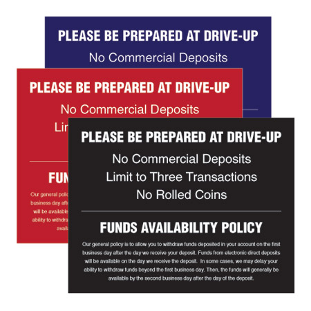 Policy Decal for Drive-in Window, 10w x 7.75h