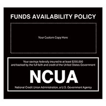 7w x 6-1/2h Wall Sign, Funds Avail (Custom Copy) w/NCUA logo