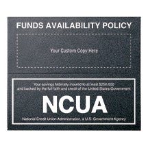 Magnetic NCUA Sign with CUSTOM Funds Availability