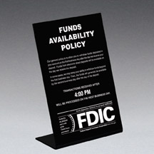 Funds Avail Sign w/FDIC and Transaction Notice - 6w x 9h - Counter