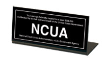 NCUA Slant-Back Acrylic Counter Sign - 7x3