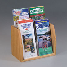 4 Pocket, 2 Tier Oak Brochure Holder