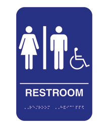 Men-Women Accessible Restroom Acrylic ADA Compliant Sign - 6w x 9h