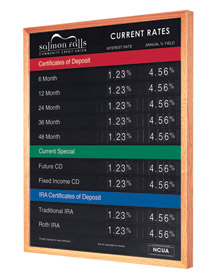 Oak Wall Frame w/ 22w x 28h Rate Display