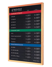 Oak Wall Frame with 22x36 Rate Display