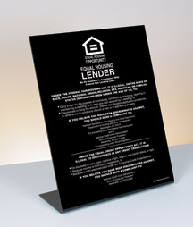 Equal Housing Lender - Credit Unions - Black Acrylic Bent