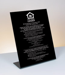 Equal Housing Lender - Federal Reserve - Bent Black Acrylic