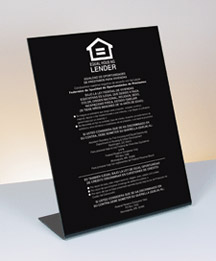 Equal Housing Lender - Federal Reserve (Spanish) - Bent Black Acrylic