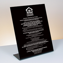 Equal Housing Lender - FDIC Banks (Spanish) - Bent Black Acrylic