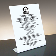 Equal Housing Lender - FDIC Banks - Bent White Acrylic