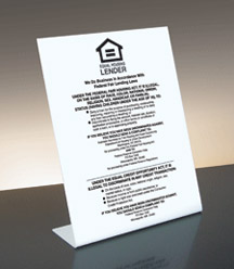 Equal Housing Lender - Federal Reserve - Bent White Acrylic