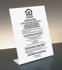 Equal Housing Lender - Federal Reserve (Spanish) - Bent White Acrylic