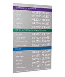 Printed Full Width Color Strip for Rate Displays - 22w x 1-5/8h